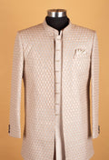 Men’s Champagne Beige Sequin Embellished Designer Sherwani Set