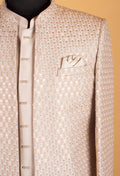Men’s Champagne Beige Sequin Embellished Designer Sherwani Set