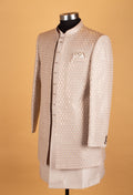 Men’s Champagne Beige Sequin Embellished Designer Sherwani Set