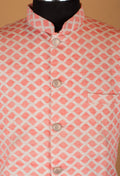 Men’s Coral Pink Jacquard Nehru Jacket