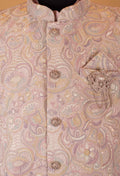 Men’s Pastel Pink Embroidered Nehru Jacket Kurta Set