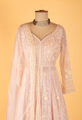 "Blush Pink Embroidered Anarkali Suit with Dupatta "