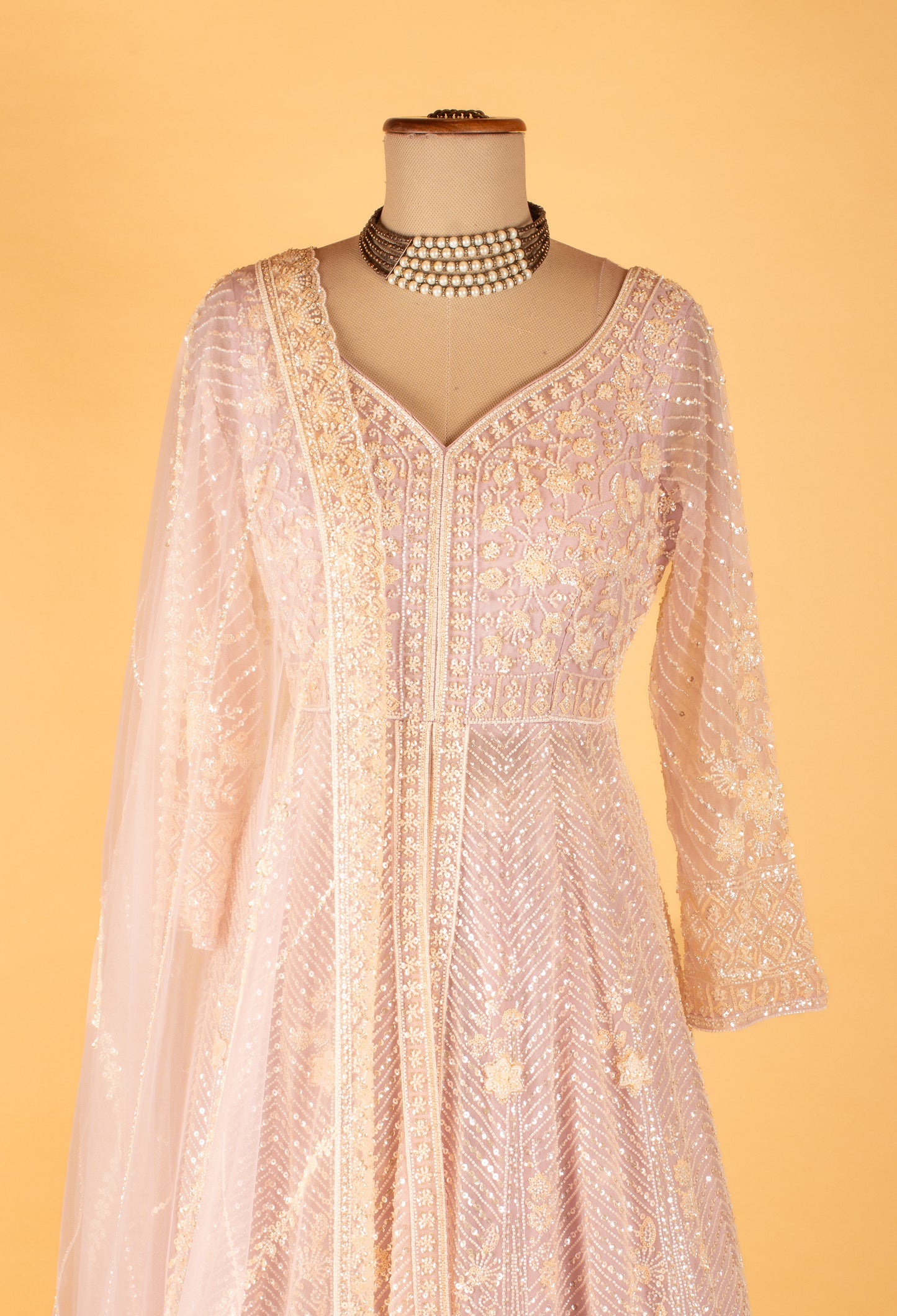 "Blush Pink Embroidered Anarkali Suit with Dupatta "