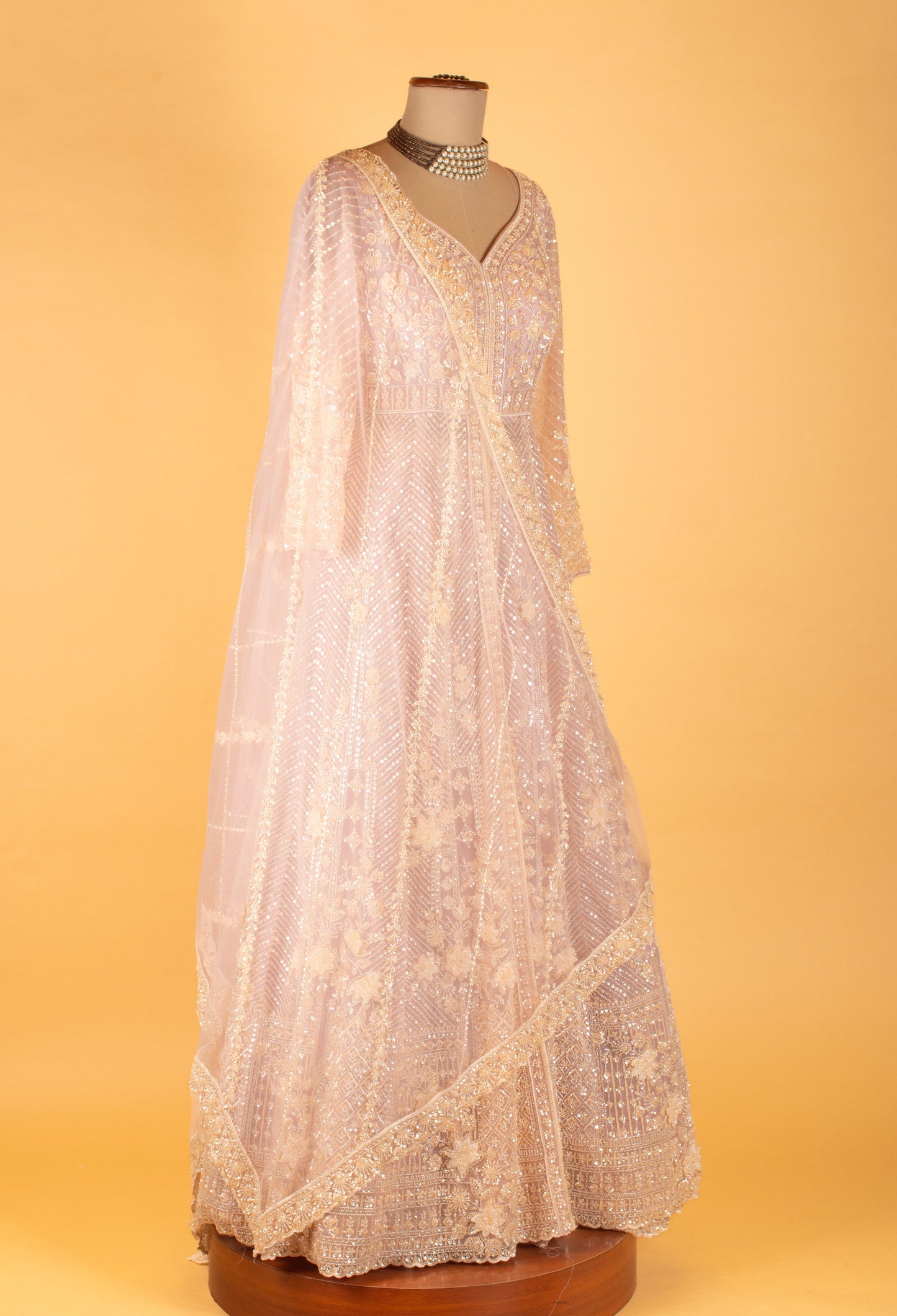 Blush Pink | Blush pink embroidered Anarkali suit with dupatta – product image 4 | 4