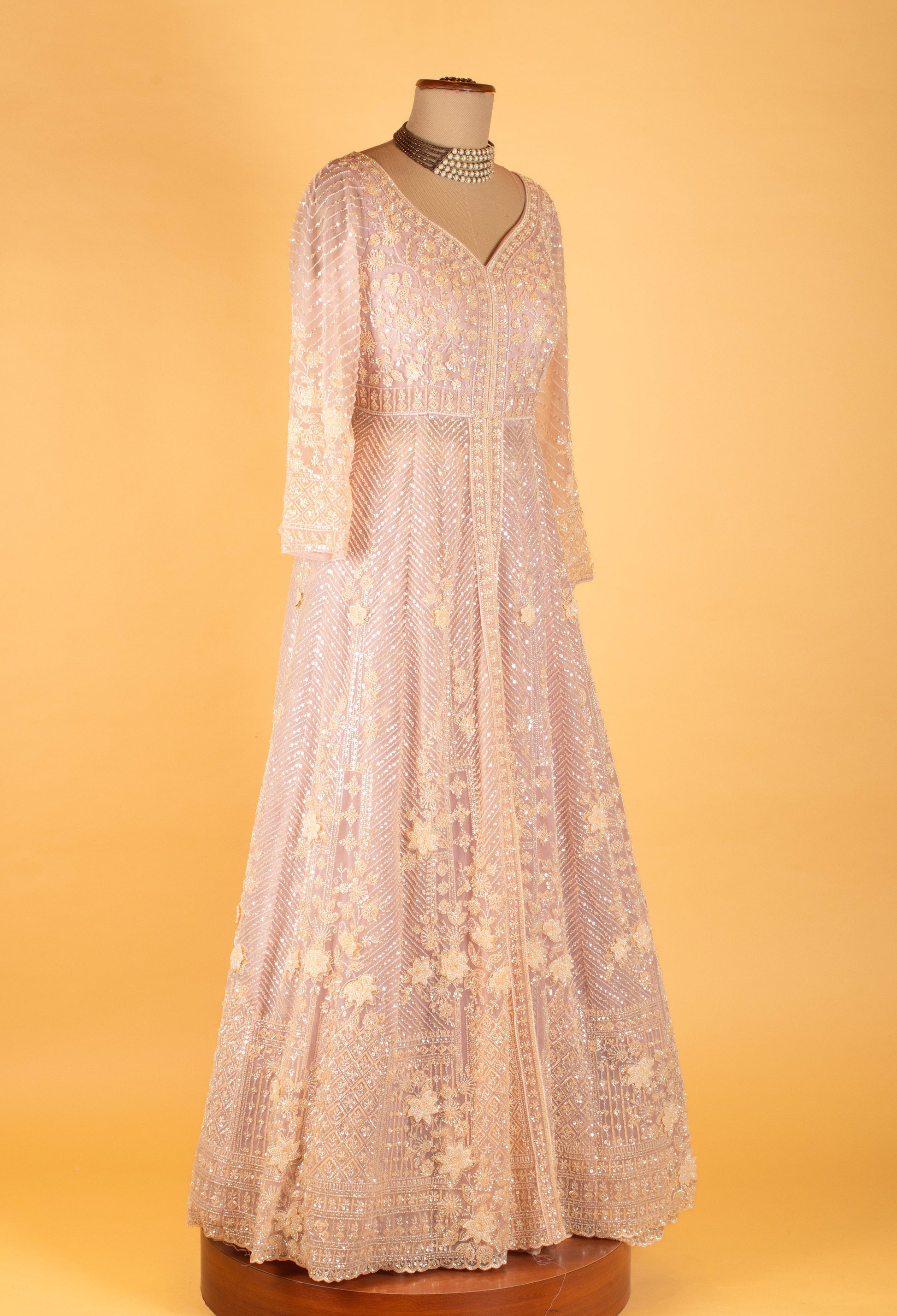 Blush Pink | Blush pink embroidered Anarkali suit with dupatta – product image 5 | 5