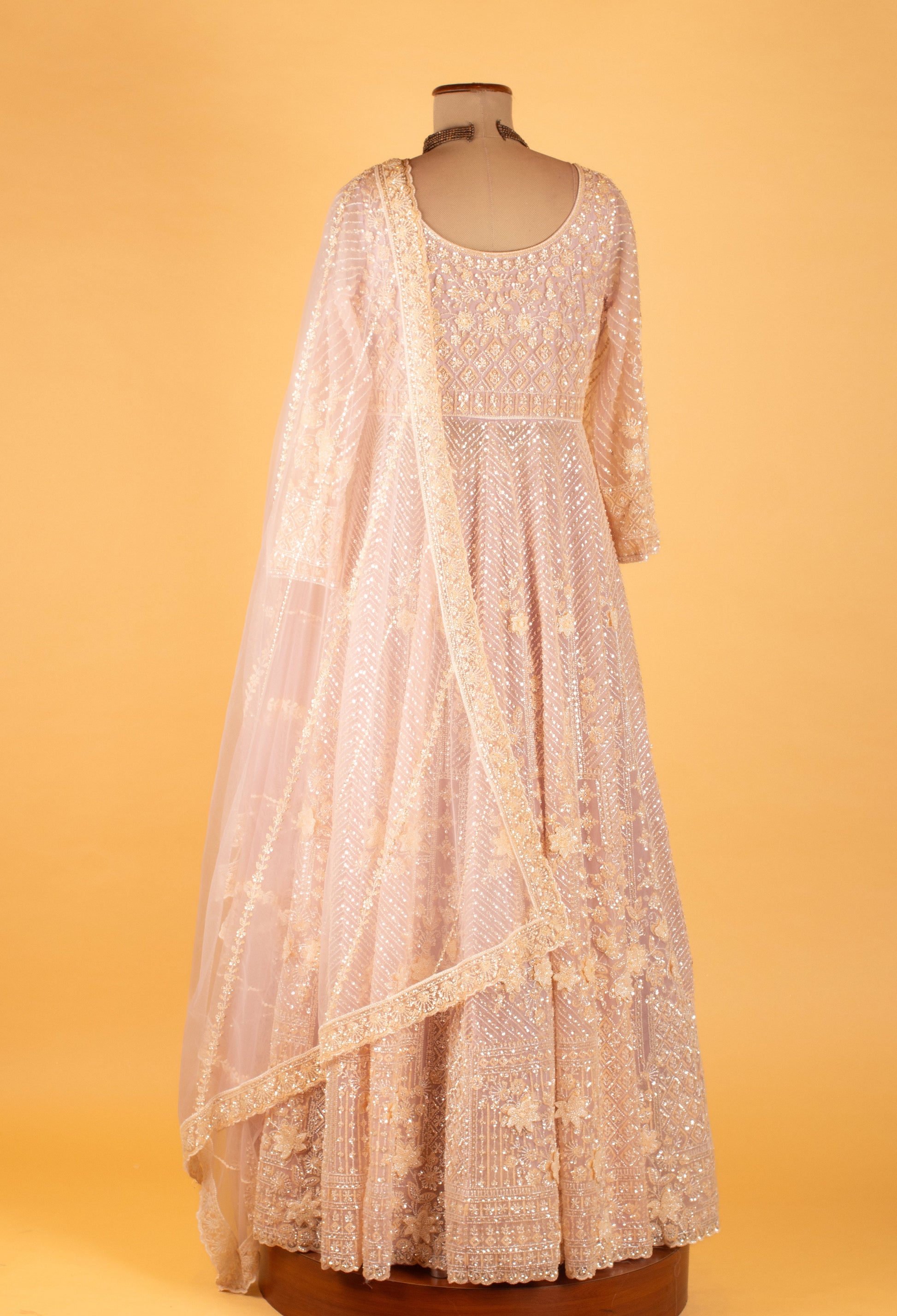 Blush Pink | Blush pink embroidered Anarkali suit with dupatta – product image 6 | 6