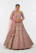 Dusty Rose Heavy Embroidered Bridal Lehenga with Dupatta