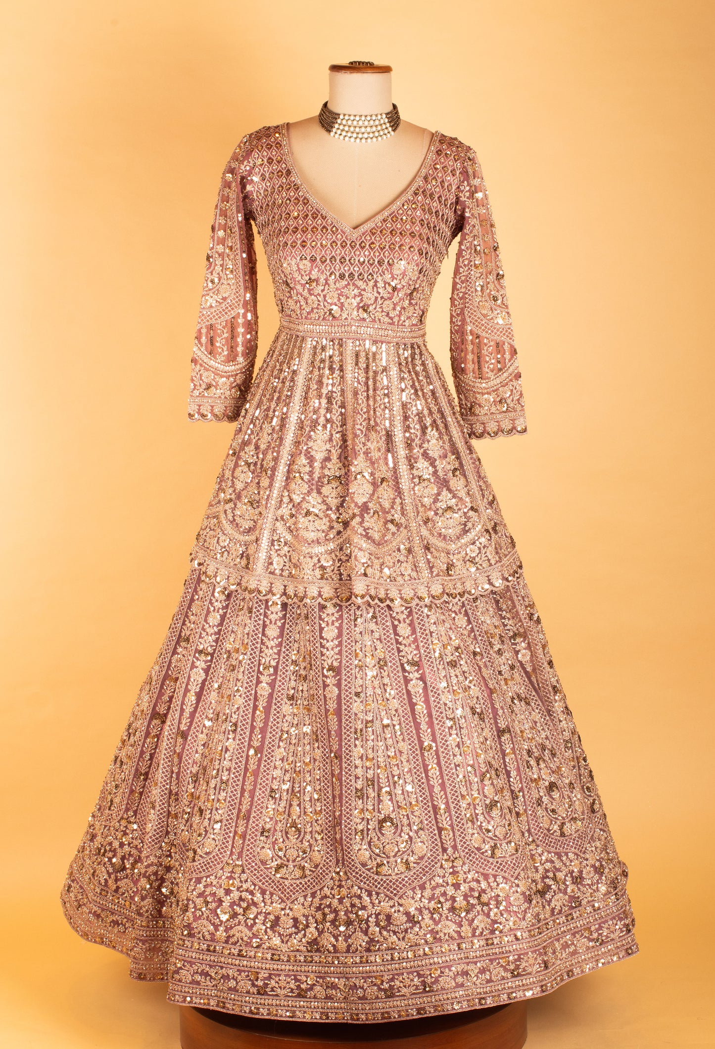 Dusty Rose Heavy Embroidered Bridal Lehenga with Dupatta