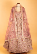 Dusty Rose Heavy Embroidered Bridal Lehenga with Dupatta