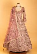 Dusty Rose Heavy Embroidered Bridal Lehenga with Dupatta