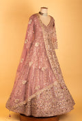 Dusty Rose Heavy Embroidered Bridal Lehenga with Dupatta