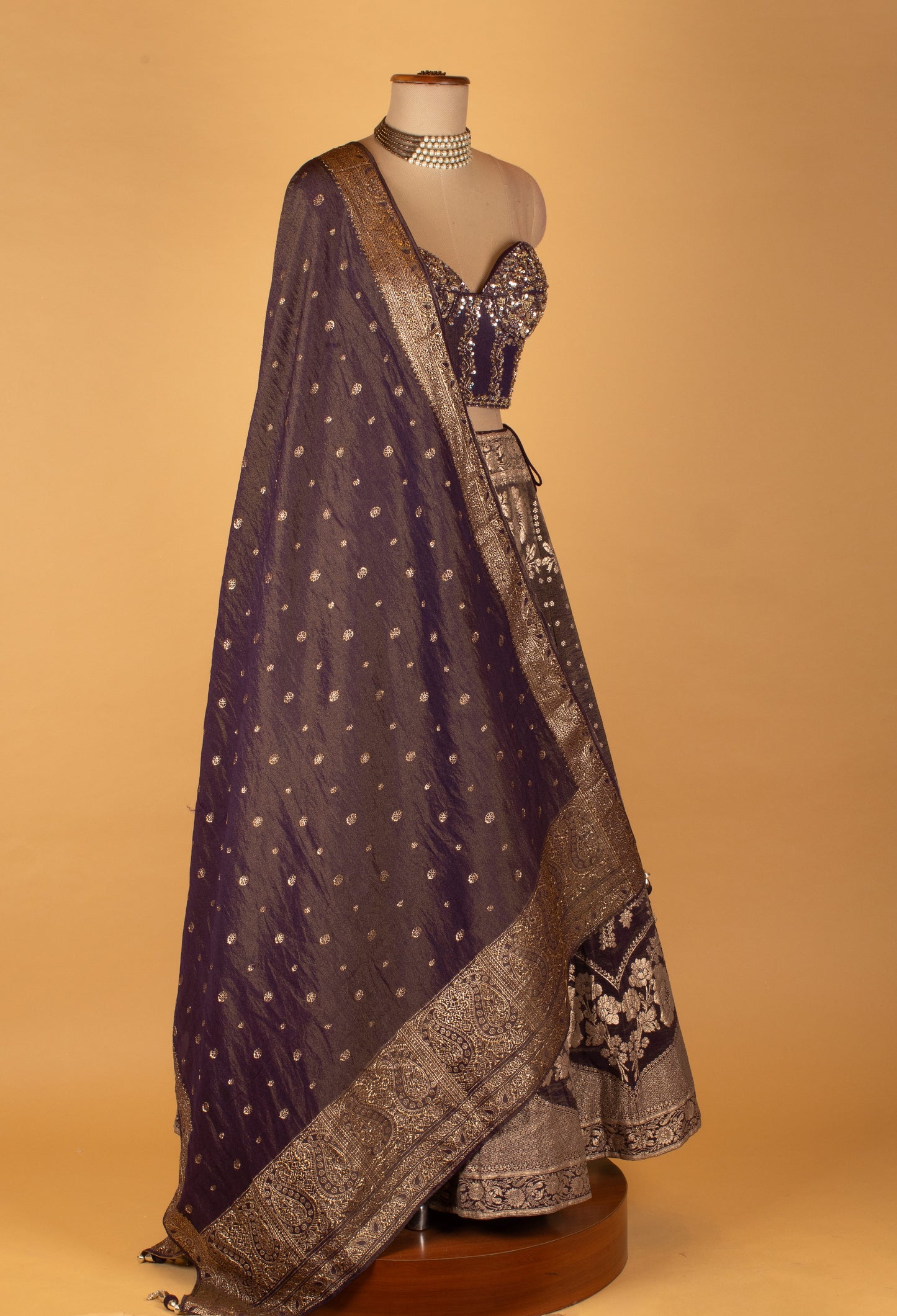 Royal Purple Embroidered Lehenga with Heavy Zari Dupatta – Designer Wedding & Festive Wear