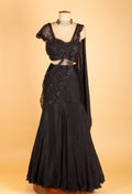 Black Embroidered Lehenga Saree with Sequin Blouse