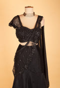 Black Embroidered Lehenga Saree with Sequin Blouse