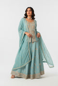 Sea Green Embroidered Kurta Sharara Set with Dupatta