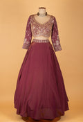 Wine Purple Embroidered Lehenga Choli with Dupatta