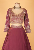 Wine Purple Embroidered Lehenga Choli with Dupatta