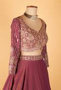 Wine Purple Embroidered Lehenga Choli with Dupatta