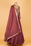 Wine Purple Embroidered Lehenga Choli with Dupatta