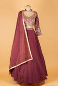 Wine Purple Embroidered Lehenga Choli with Dupatta