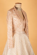 Champagne Gold Embroidered Lehenga with Jacket Style Blouse
