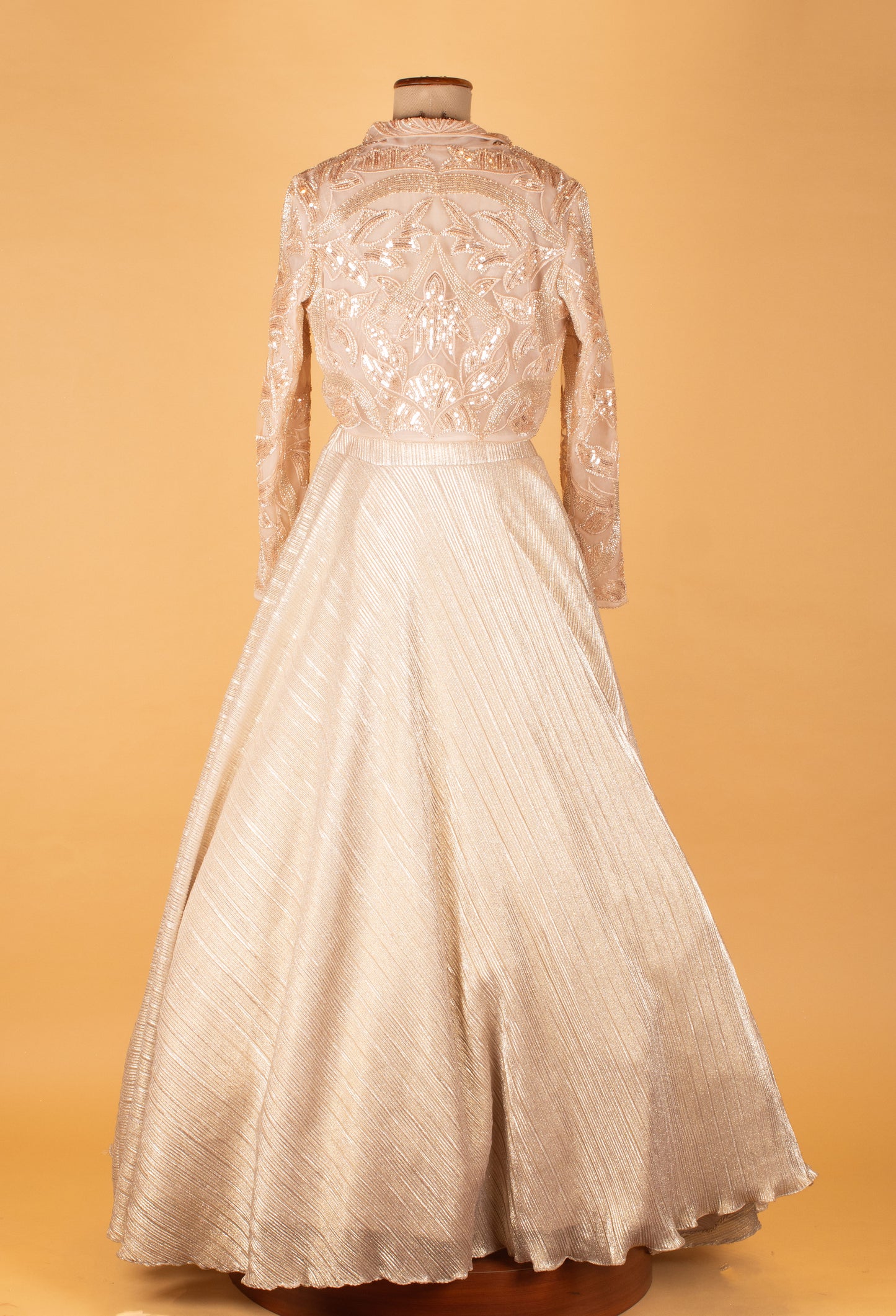 Champagne Gold Embroidered Lehenga with Jacket Style Blouse