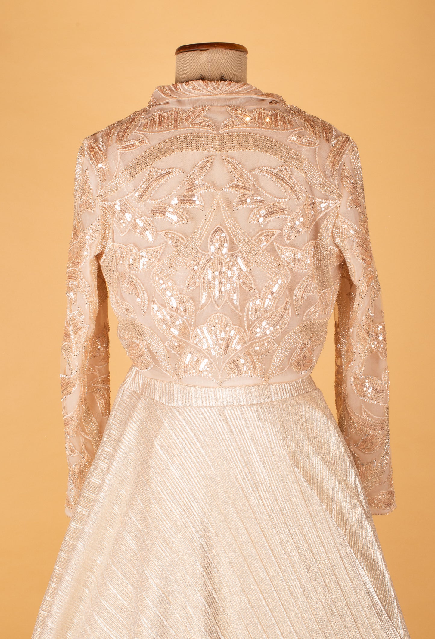 Champagne Gold Embroidered Lehenga with Jacket Style Blouse