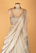 Silver Shimmer Lehenga Saree with Embellished Blouse