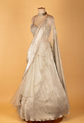 Silver Shimmer Lehenga Saree with Embellished Blouse