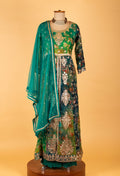 Teal Green Floral Embroidered Anarkali Suit with Dupatta