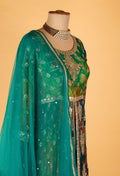 Teal Green Floral Embroidered Anarkali Suit with Dupatta