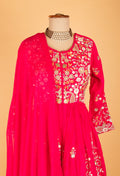 Hot Pink Embroidered Anarkali Suit with Dupatta