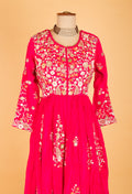 Hot Pink Embroidered Anarkali Suit with Dupatta