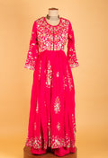 Hot Pink Embroidered Anarkali Suit with Dupatta