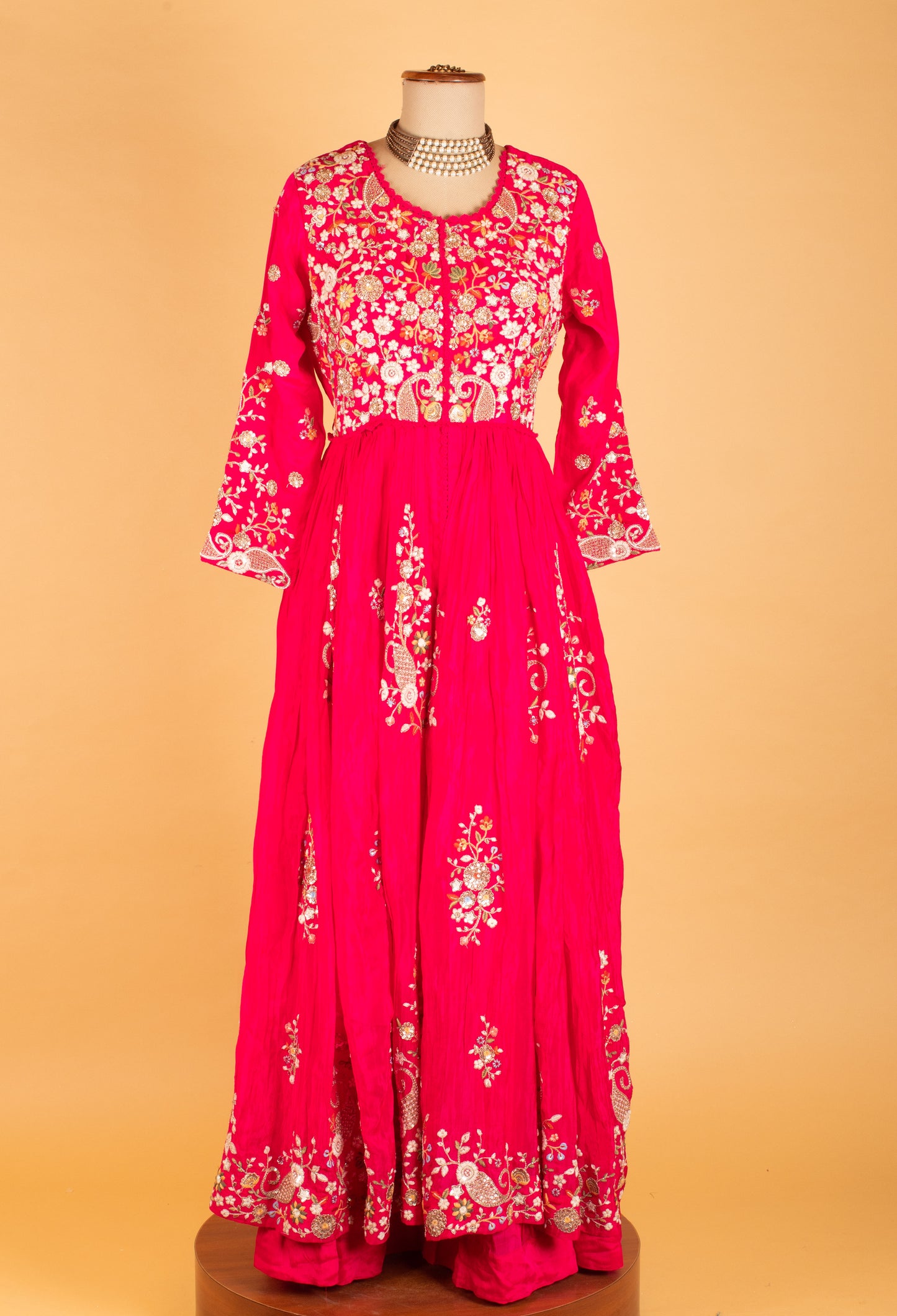 Hot Pink Embroidered Anarkali Suit with Dupatta
