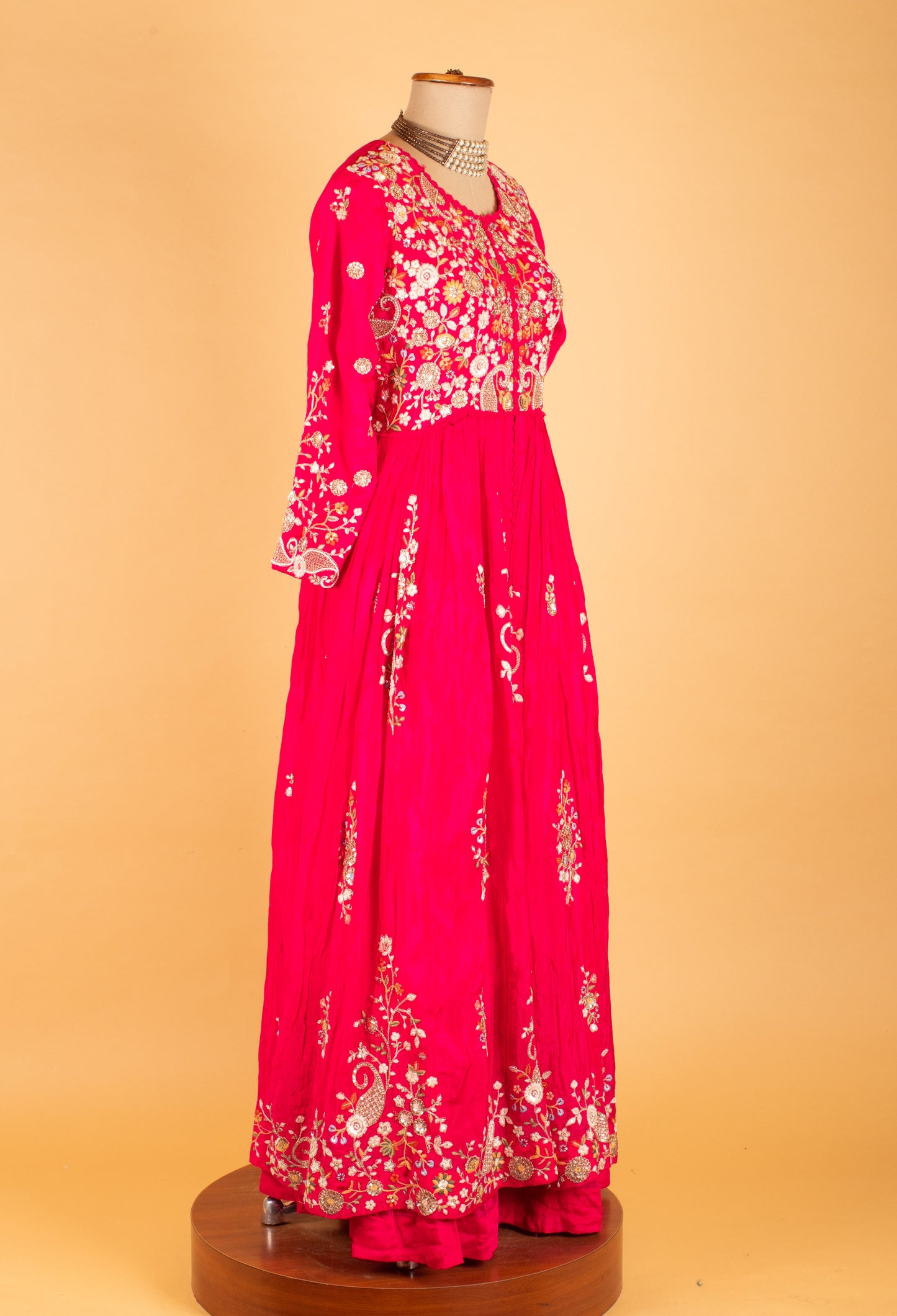 Hot Pink Embroidered Anarkali Suit with Dupatta