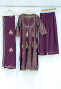 Wine Purple Printed Kurta Set with Dupatta & Pants for Women
