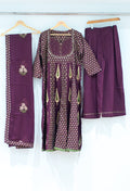 Wine Purple printed kurta set back view