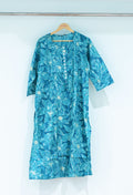 Teal Blue Floral Printed Straight Kurta for Women ( CHROME-534 )