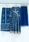 Navy Blue Printed Anarkali Kurta Pant Set with Dupatta for Women ( DOYEL-534 )