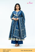 Navy Blue Printed Anarkali Kurta Pant Set with Dupatta for Women ( DOYEL-534 )