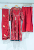 Red printed kurta set back view