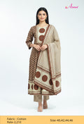 Brown & Beige Printed Kurta Pant Set with Dupatta for Women ( DIPEN-534)
