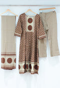 Brown & Beige Printed Kurta Pant Set with Dupatta for Women ( DIPEN-534)