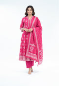 Hot Pink Printed Kurta Pant Set with Dupatta for Women ( BIOMETRIC-534 RANI )