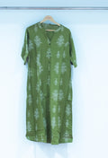 Olive Green Printed Cotton Straight Kurta for Women