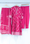Hot Pink Printed Kurta Pant Set with Dupatta for Women ( BIOMETRIC-534 RANI )
