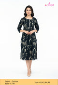 Black Floral Printed Straight Kurta for Women ( CHROME-534 BLACK )