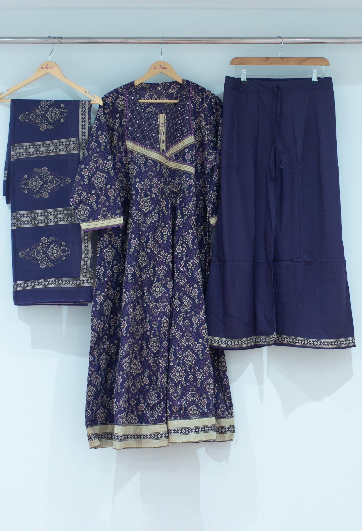 Purple Printed Cotton Kurta Pant Set with Dupatta for Women ( DOYEL-534 PURPLE )