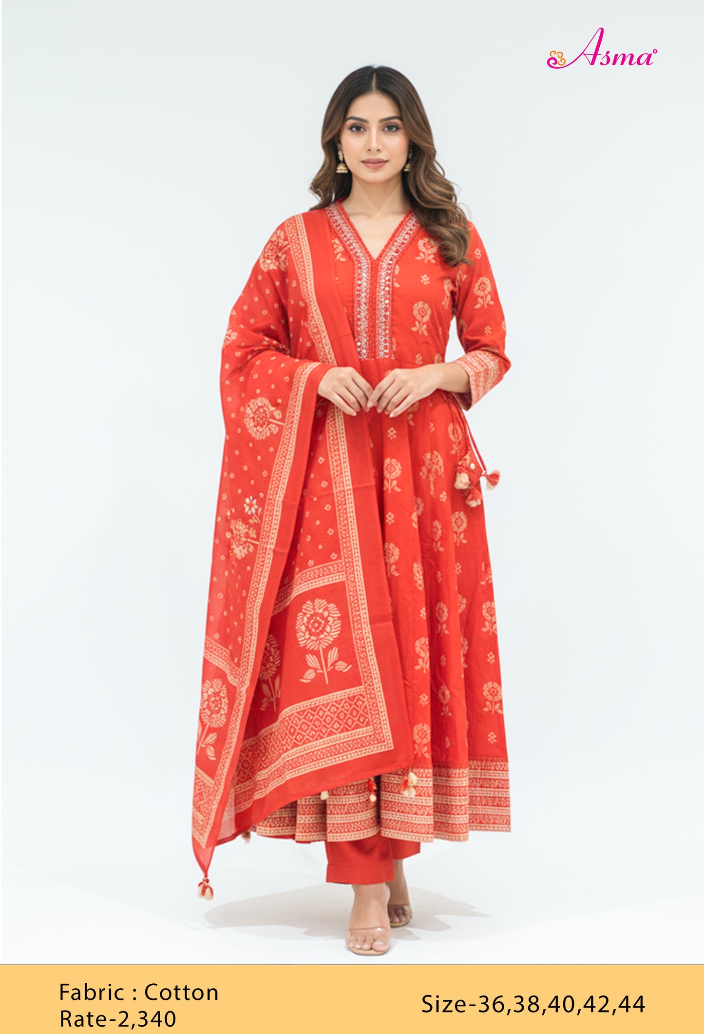 Orange Printed Kurta Pant Set with Dupatta for Women ( BIOMETRIC-534 ORANGE )